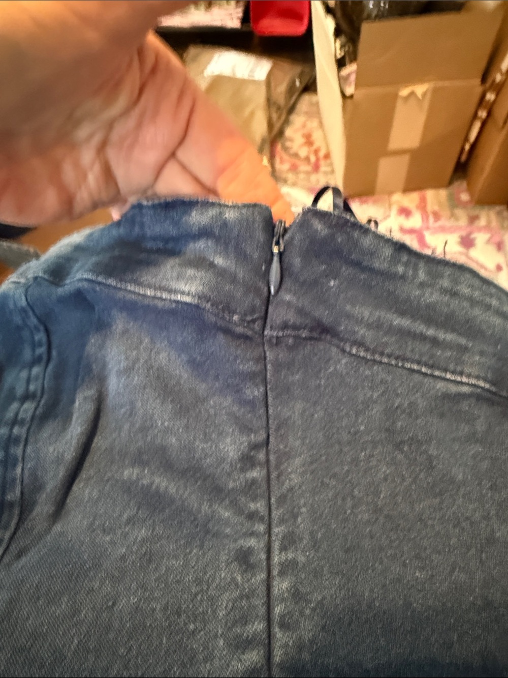 Haute Monde Strapless Denim Belted Mini Dress in Blue - Picture 4 of 4